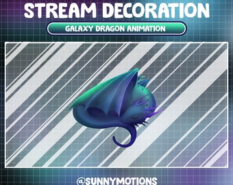 Animated Stream Decoration Green Blue Galaxy Dragon Animation / Legendary Creature / Mythological Origin Add-on Kawaii Dragon Twitch Overlay