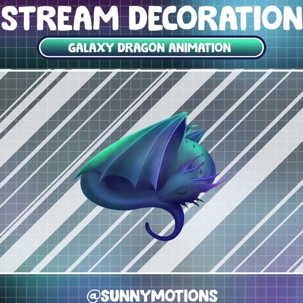 Animated Stream Decoration Green Blue Galaxy Dragon Animation / Legendary Creature / Mythological Origin Add-on Kawaii Dragon Twitch Overlay