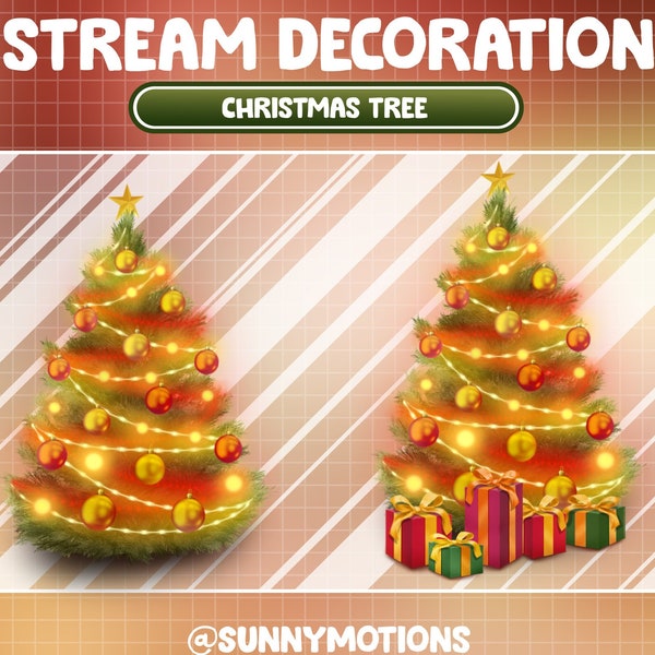 Décoration de sapin de Noël animée / Esthétique Lo-fi kawaii / Module complémentaire Twitch superposition de plante confortable / Nuit de Noël / Saison des Fêtes Nouvel An