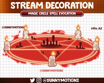 Animated Stream Decoration: Magic Circle Spell Evocation, Red Blood Star Transmutation Circle, Celestial Witchy Symmetry, Candle Geometry