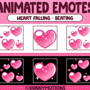 Animated Twitch Emotes / Pastel Pink Flying Hearts / Falling, Beating, Pounding, Raining Heart Emoji /Valentine's Emote For Streamer Discord