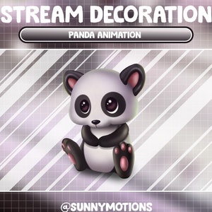 Decoración de transmisión animada: Linda animación de panda gigante / Criatura legendaria de China / Complemento Kawaii de oso blanco negro / Superposición de Twitch de panda