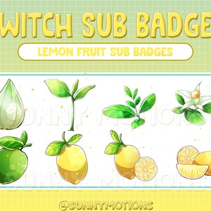 Lemon Fruit Twitch Sub Badges / Bit Badges / Emote Lovely Lemon / Kawaii Fruit Collection / Cute Spark / Streamer / Twitch Subscriber Badges