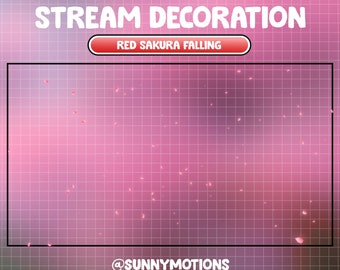 Animated Stream Decoration / Cozy Theme / Red Sakura Cherry Blossom Falling / Magical Spring / Spirit Flower Petal / Kawaii Twitch Overlay