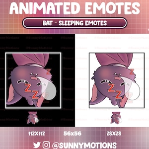 Animated Cute Bat Sleeping Twitch, Discord Emotes, Kawaii Pastel Halloween, Tired Sleepy Spooky Dracula Night Emoji, Witchy Stream Streamer