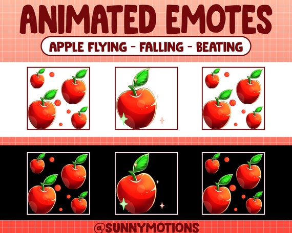 Emoticonos animados de Twitch / Fruta de manzana roja pastel / - Etsy España Emoticonos animados de Twitch / Fruta de manzana roja pastel / - Etsy España
