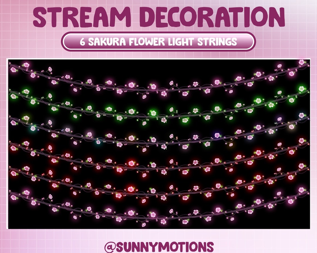 Animated Twitch Stream Decoration: Colorful Sakura Lights String / Cozy ...