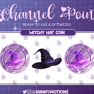 3 Halloween Hexenhut Twitch Channel Point Icon, Pink Lila Magic Witchcraft Emotes, Stream Grafiken Discord, Witchy, Goth, Sub Bit Badge