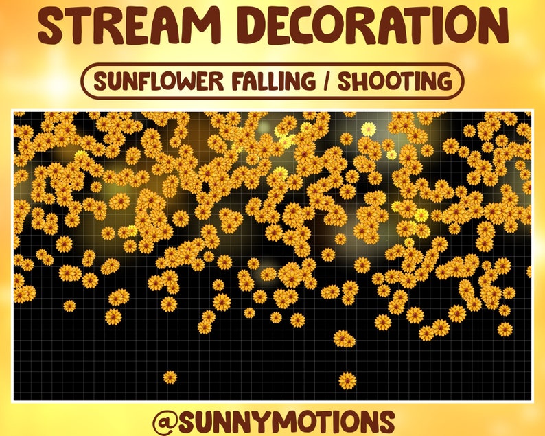 3x Animated Stream Decoration Sunflower Falling Paper Shooting Confetti Falling Celebrate Party Anniversary Wedding Twitch