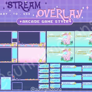 FULL ANIMATED Twitch Stream Package / Cute Pink Arcade Crane Machine Overlay Stream / Streamer Graphics / Kawaii / Stream Labs Widgets