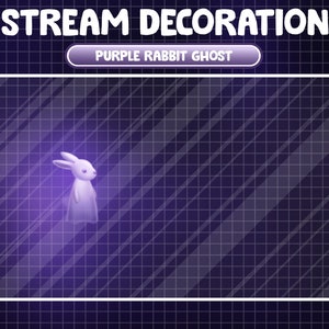 Animated Stream Decoration / Lofi Aesthetic Purple Ghost Bunny Flying / Kawaii Twitch Overlay / Bunny Add-on / Easter Day / Alerts / Panels
