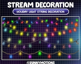 8x Animated Stream Decoration: Christmas Light String / Winter Cozy Aesthetic / Festive Holiday Twinkle Lights Chain / Add-on Twitch Overlay