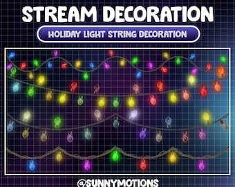 8x Animated Stream Decoration: Christmas Light String / Winter Cozy Aesthetic / Festive Holiday Twinkle Lights Chain / Add-on Twitch Overlay