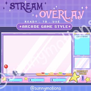 3x Animated Twitch Cute Pink Arcade Crane Machine Overlay Stream Screen Overlay Set / Streamer Graphics / Kawaii / Streamer / Pastel