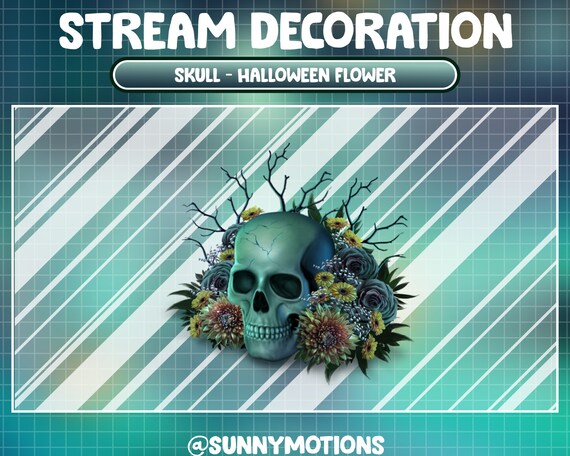 Halloween stream decoration, animated Twitch overlay, scary skull