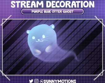 1 Animerad streamdekoration: Estetisk lila kricka utterspökanimation, läskiga Halloween-utter, skräcknattsspelrum Twitch-överlägg