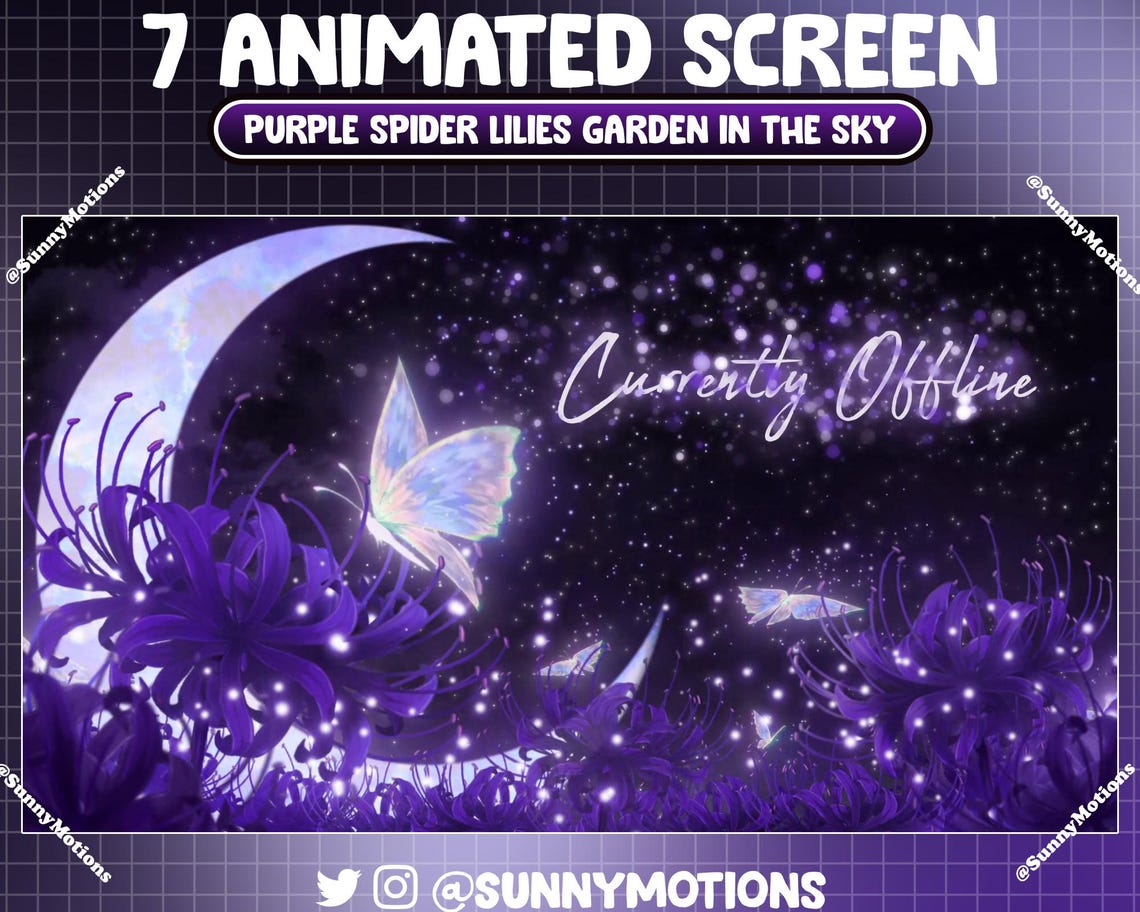 Animated Dark Purple Spider Lily Garden the Sky Twitch Screen Overlay ...