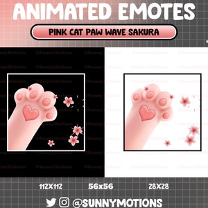 Pink Cat Paw Wave Sakura Animated Twitch Emotes, Kawaii Pastel Pink Cat Paw, Spring Cherry Blossom, Cute Paws, Love, Dog Paws For Streamer