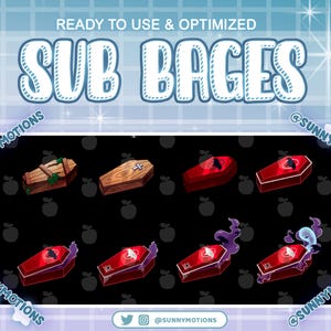 8 Red Vampire Coffin Twitch Sub Badges, Ghost Dracula Stream Overlay, Gothic Bat Bit, Halloween Loyalty Sub Badges For Twitch Discord, Mixer