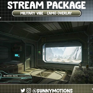 FULL ANIMATED Stream Package: Military Room Vibe, Green Camo Twitch Overlay, Military Uniform Train, Soldiers, Armed Forces At Wild Desert image 2