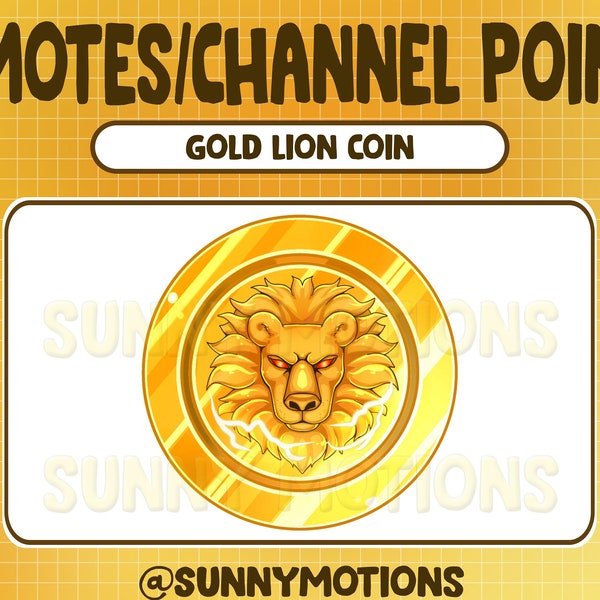 Twitch Cool Gold Lion Coin Emotes / Channel Points / Kawaii / Cute Emotes / Pastel / Streamer Graphics / Gamer Star / Forest Sub Bit Badges