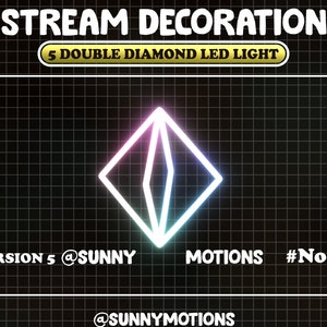 5x Animated Stream Decoration: Colorful Neon Double Diamond Light, Aesthetic Selfie Square Light, Desk Lamp Twitch Overlay, Modern Led Wall