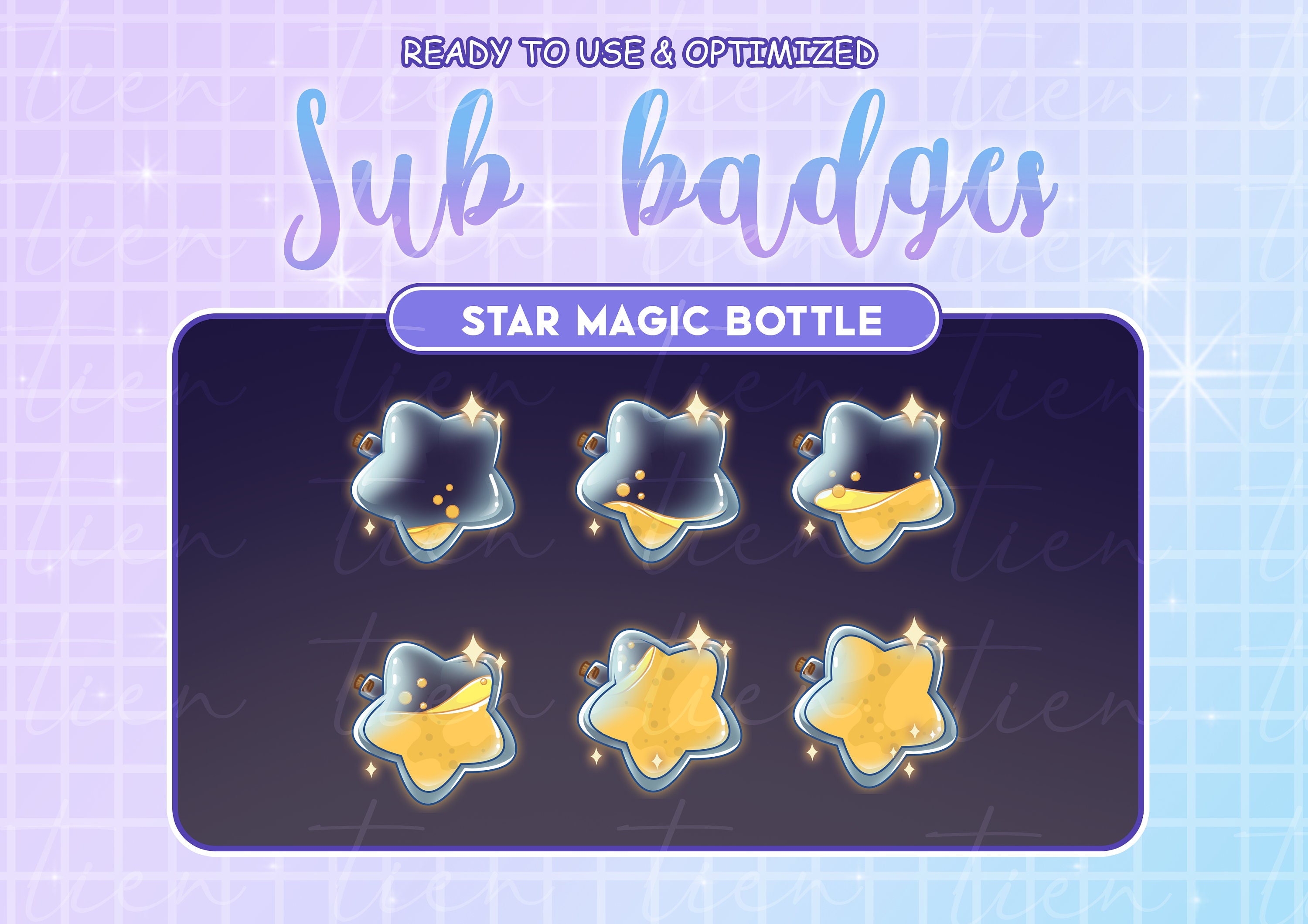 Yellow Star Magic Star Bottle / Twitch sub / Bit Badges / Kawaii / Cu…