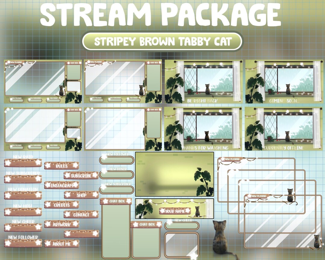 FULL ANIMATED Twitch Stream Package / Cute Dark Dreamy Kitty in Warm ...
