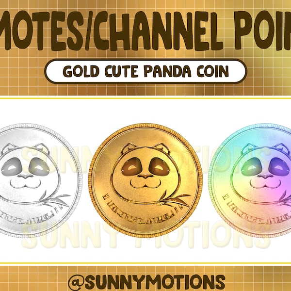 Gold Cute Panda Coin Twitch Emotes / Cool Channel Points / Kawaii Silver Bamboo Leaves Sub Bit Badge / Cute Rainbow Galaxy Streamer Graphics