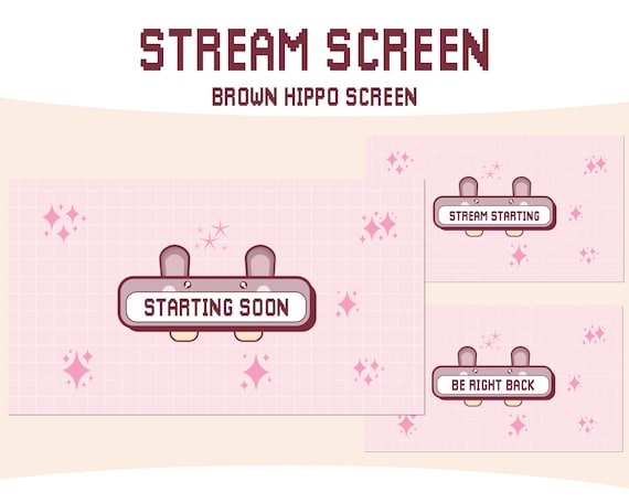 6x Twitch Cute Brown Hippo Sparkle Screens / Kawaii Animal / | Etsy