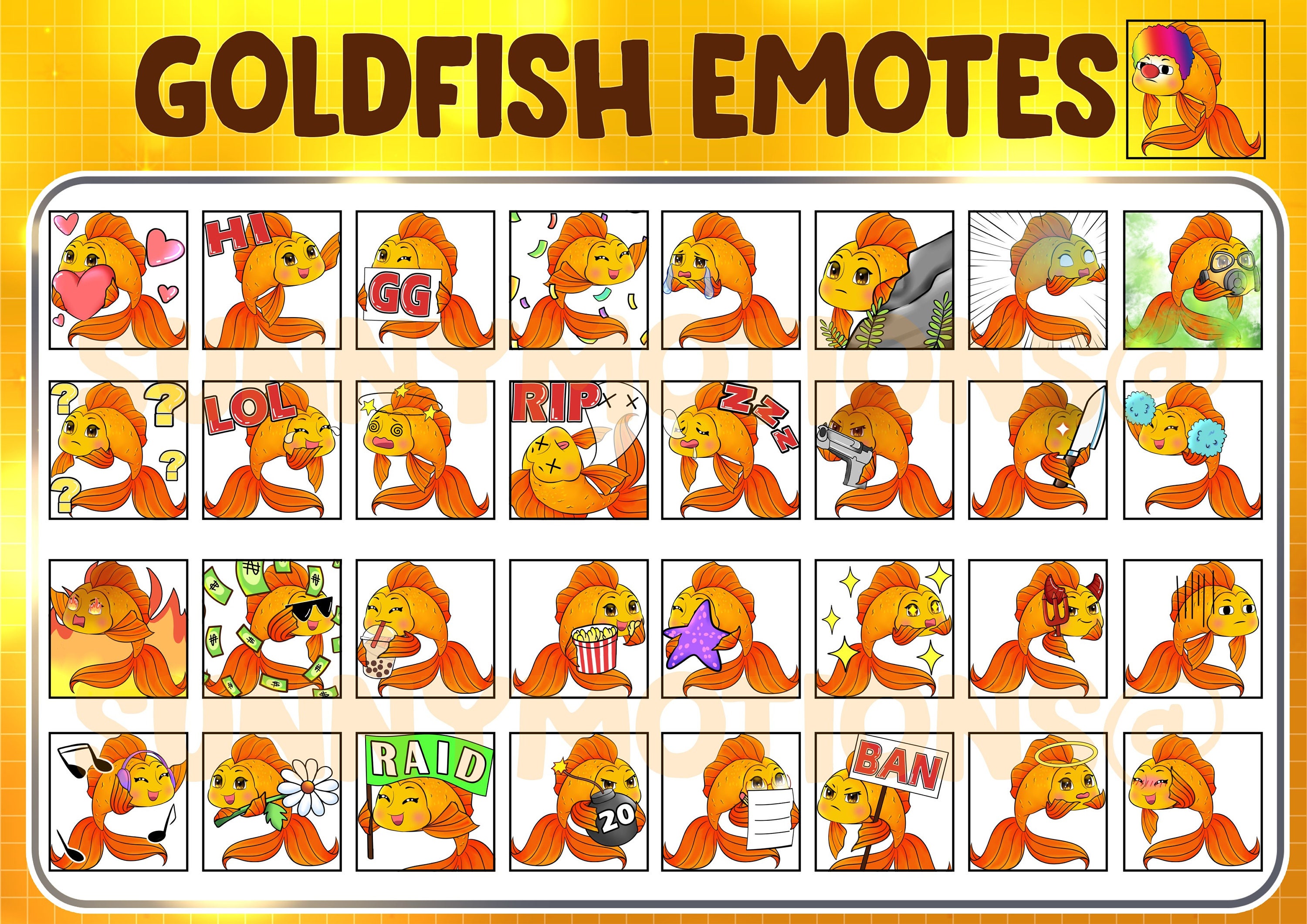 Twitch Discord Emotes Cute Gold Fish / Kawai Chibi Fish Emoji Etsy Canada