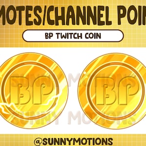 Twitch Gold 2 BP Coin Emotes / Channel Points / Kawaii / Money Coin / Pastel / Streamer Graphics / Gamer / Star / 2 BP Coin Sub Bit Badges