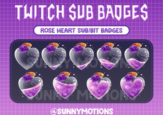 Hearts Sub Badges Twitch, Twitch Sub Badges, Twitch Bit Badges, Loyalt