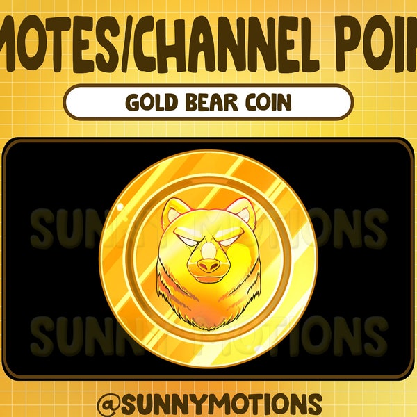 Twitch Cool Bear Coin Emotes / Channel Points / Kawaii / Cute Animal / Pastel / Streamer Graphics / Gamer / Star / Gold Bear Sub Bit Badges