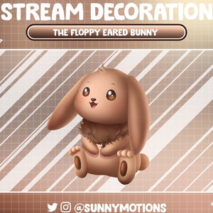 Animated Stream Decoration: Brown Floppy Eared Bunny, Kawaii Floppy Rabbit, Easter Deco, Fluffy  Chubby Bunny Twitch Overlay Add on, Alert