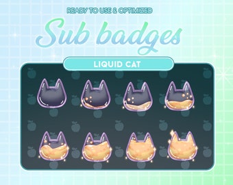 Orange Liquid Cat Bottle Twitch Sub Bit Badges / Kawaii Magic Star Bottle / Cute Badge For Streamer / Tabby Cat / Calico Meow Twitch Overlay