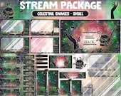 FULL ANIMATED Twitch Stream Package / Galaxy Celestial Snake Skull Screen / Goth Witchy / Sword, Crystal, Mushroom / Magical Nebula Space