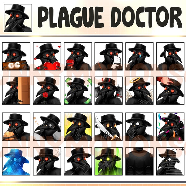 35 Plague Doctor Twitch Discord Mixer Youtube Emotes / Kawai Plague mask Emoji / Subscriber / Loyalty Sub Bit Badges / Channel Points