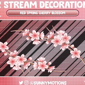 4つのアニメーションストリームデコレーション：かわいい桃色の春の日本の桜のTwitchオーバーレイ、桜の花、美しい桜のVtuberアセット