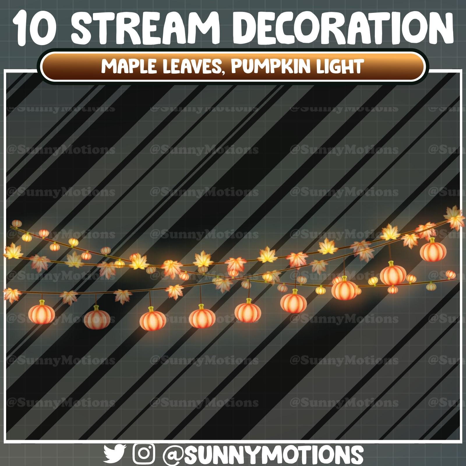 Fall Streamer Designs 10 Animated Stream Decoration: Aesthetic Autumn Pumpkin, Maple Leaf ...