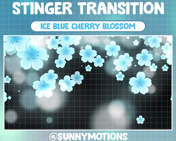 Ice Blue Sakura Flower Animated Twitch Scene Stinger Transition