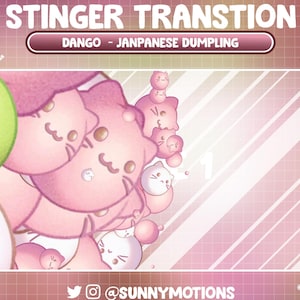 Animated Stream Stinger Transition: Cute Kawaii Dango, Aesthetic Japanese Dumpling Twitch Scenes, Cat Dango Spring Overlay OBS Vtuber, Kitty