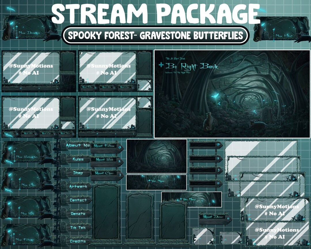 Haunted Overlay ANIMATED Twitch Overlay Stream Package: Greenery Foliage Scary ...