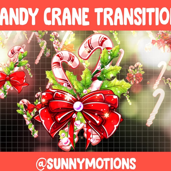 Animated Twitch Stinger Transition / Candy Cane Falling Stream Overlay / Peppermint Cane Christmas / Winter Xmas Holiday New Year Transition