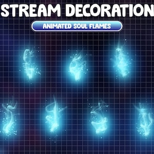 Animated Stream Decoration Blue Soul Flames / Mythology / Magical Fire Burning / Abstract Fireball Twitch Overlay / Spirit Forest / Japanese