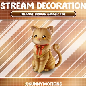 Animated Stream Decoration Animal Soft Plushy Toy / Lofi Aesthetic Orange Brown Tabby Cat / Ginger Cat Twitch Overlay / Kawaii Kitty Add-on