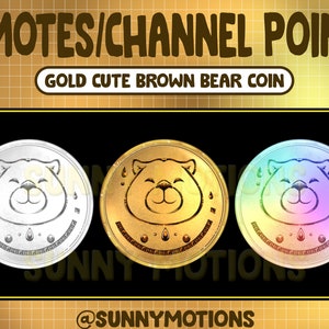 Gold Cute Brown Bear Coin Twitch Emotes / Cool Channel Points / Kawaii Silver Honey / Cute Rainbow Galaxy Streamer Graphics / Sub Bit Badges