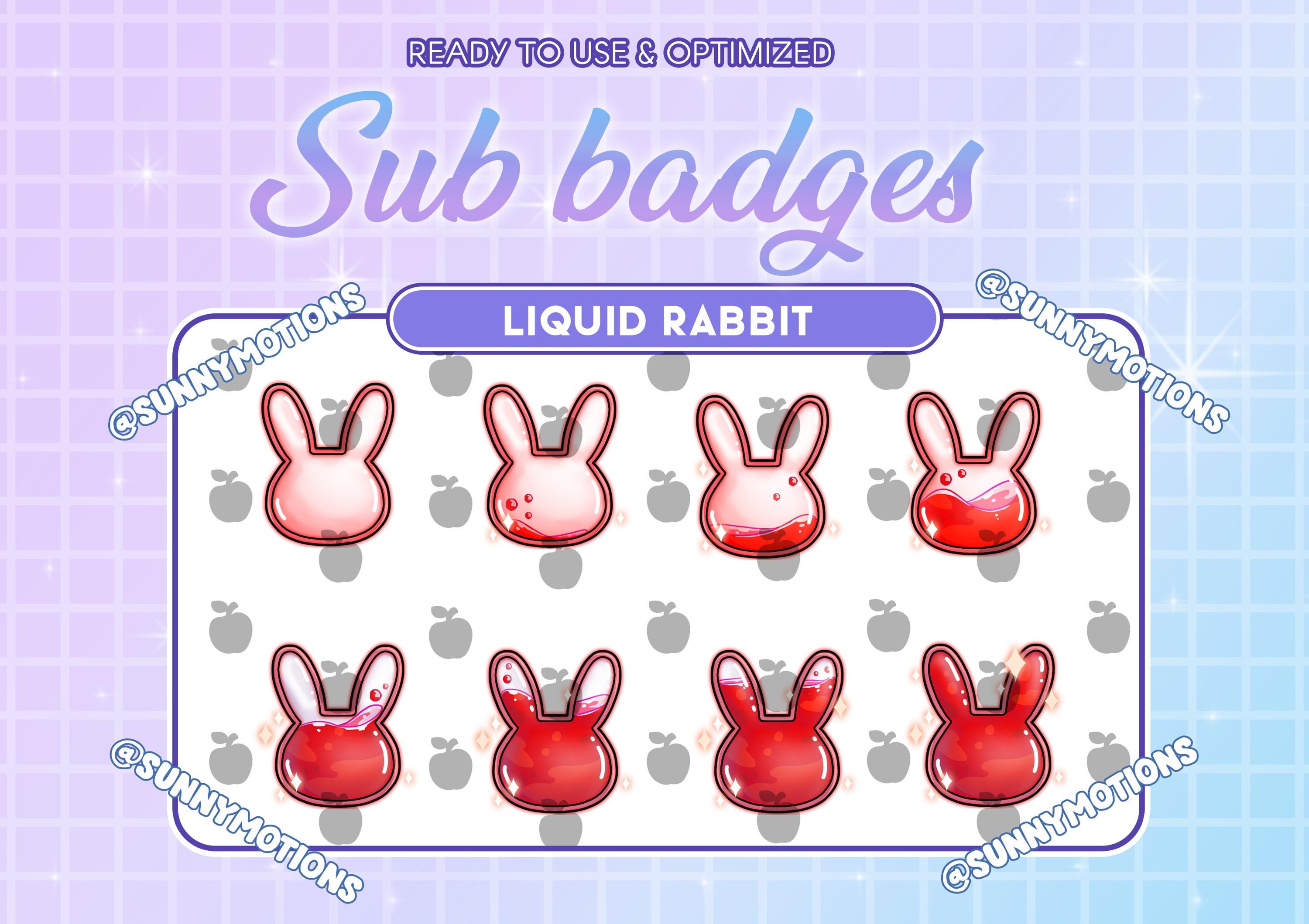 Steam Rabbit Badges 8 Dark Red Liquid Rabbit Bottle Twitch Sub Bit Badges, Kawaii Magic ...