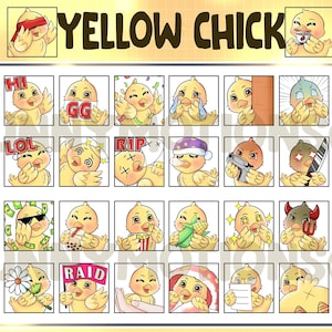 Yellow Chick Twitch Discord Mixer Youtube Emotes / Kawai Animal Emoji / Subscriber / Loyalty Sub Bit Badges / Baby Chicken Stream Overlay