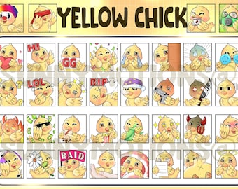 Yellow Chick Twitch Discord Mixer Youtube Emotes / Kawai Animal Emoji / Subscriber / Loyalty Sub Bit Badges / Baby Chicken Stream Overlay